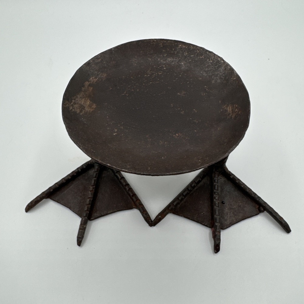 Vintage Handcrafted Welded Steel Bird Foot Candle Holder Rustic Brutalist 7" - Picture 2 of 10